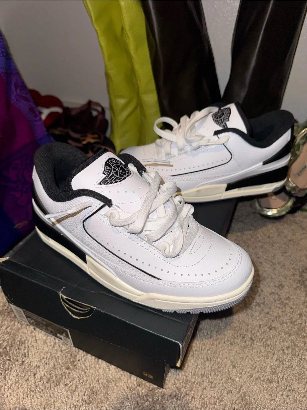 Jordan White and Black Low-Top Sneakers
